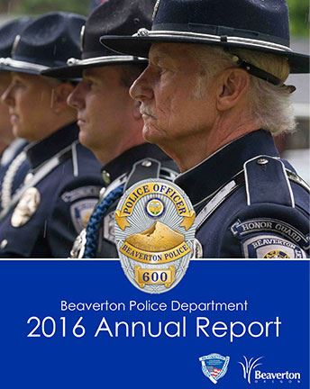 Cover of 2016 BPD Annual Report with row of police officers in dress uniform as link to report. Opens in new window