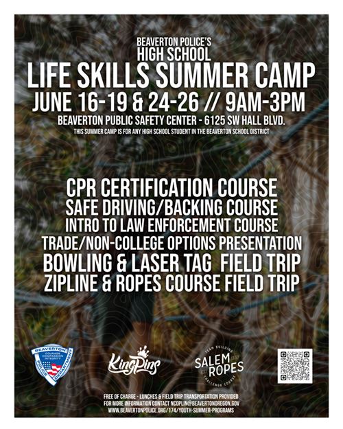 text heavy graphic link to Life Skills Camp info