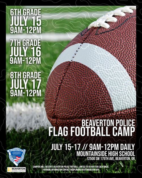 text heavy graphic link to Flag Football Camp info